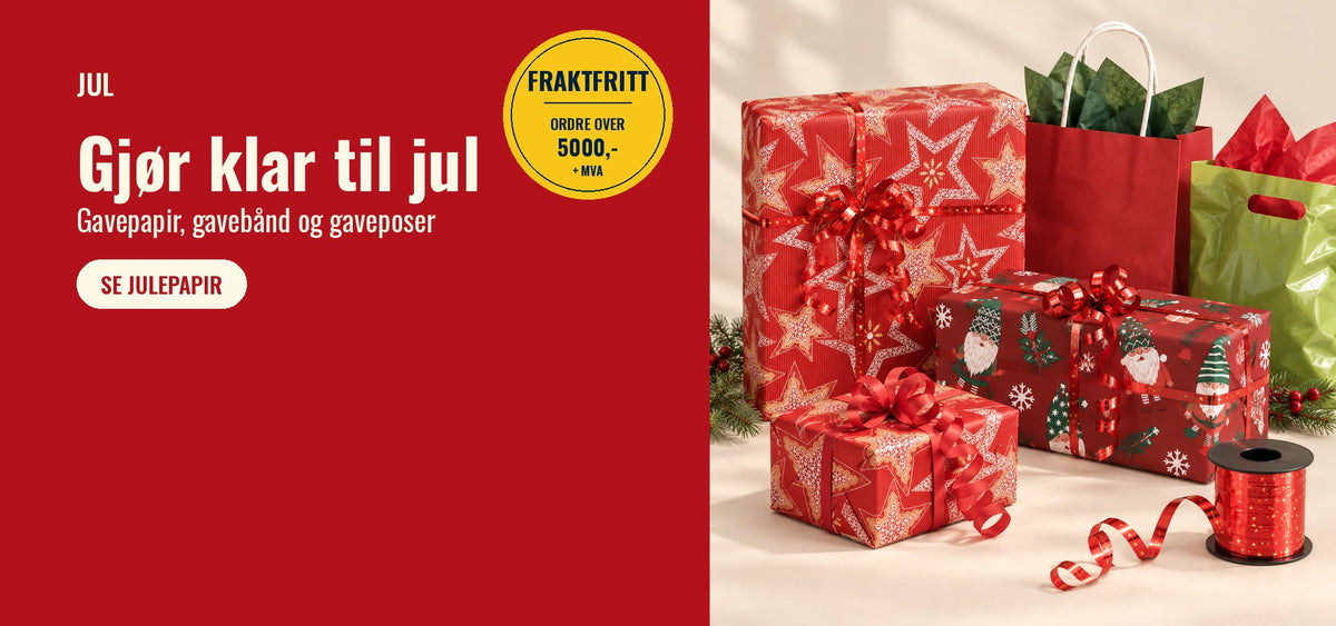 Jul – gavepapir, gavebånd og gaveposer