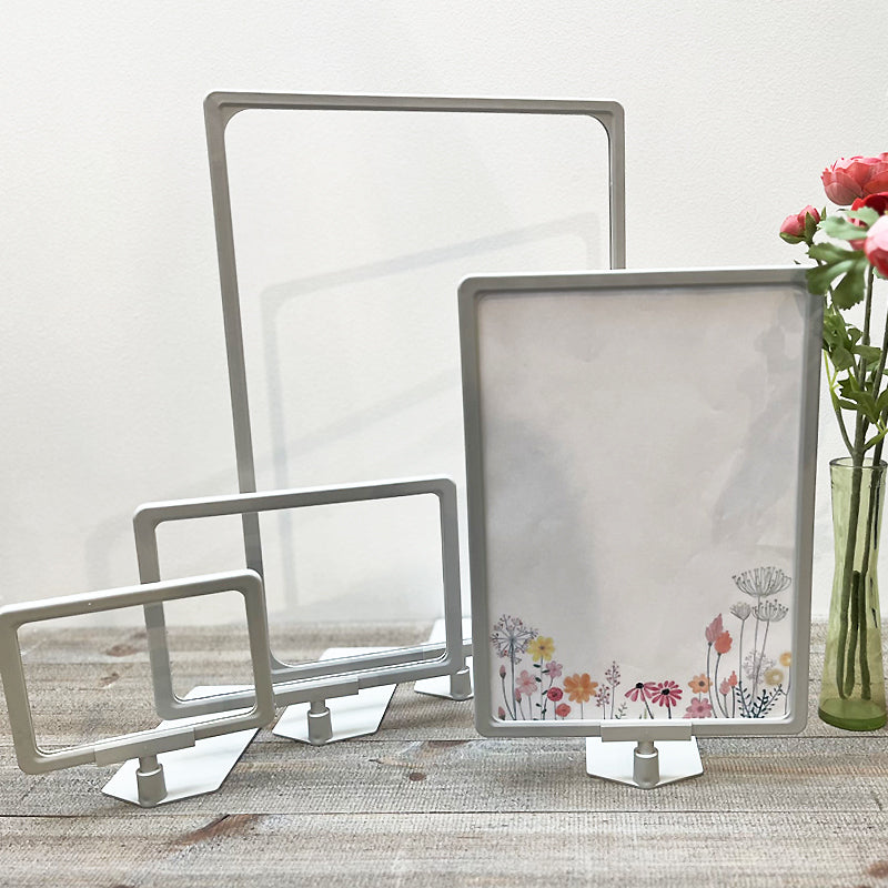 Skilt-holder, A5, med innsatsplate, plast, lys grå