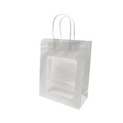 Papirpose. H 27,5 cm. M/ vindu. Gavepose - hvit. 20 stk.