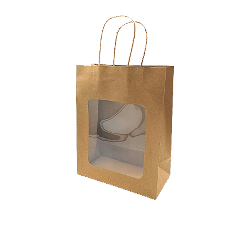 Papirpose. H 27,5 cm. M/ vindu. Gavepose - natur. 20 stk.