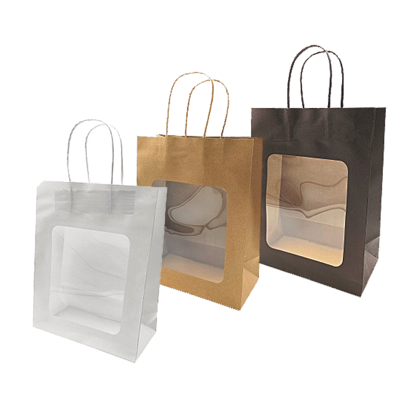 Papirpose. H 27,5 cm. M/ vindu. Gavepose - svart. 20 stk.