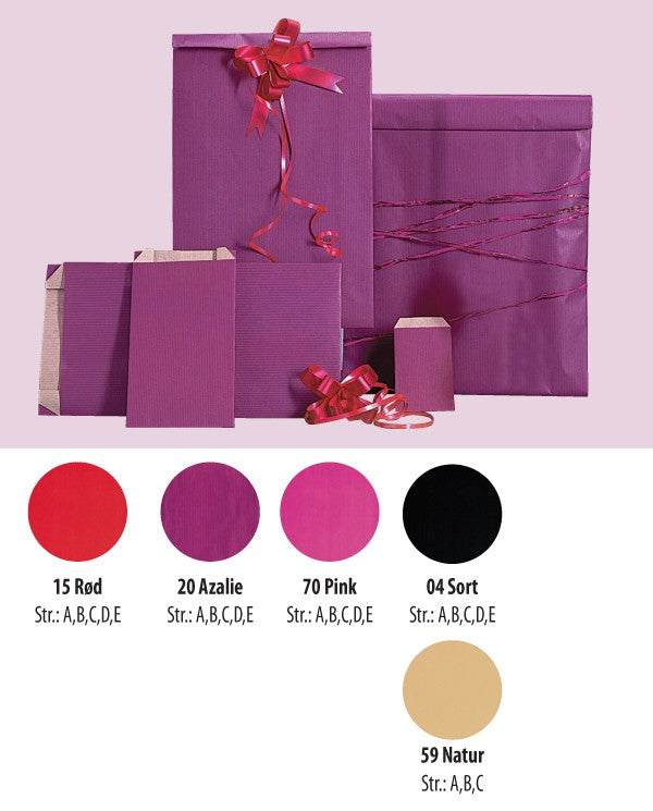 Gavepose, kraftpapir, azalea, pk. med 250 stk., 24 x 7 x H41 cm