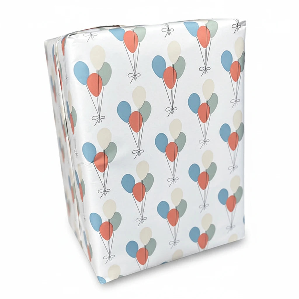 Gavepapir B 57 cm. Fest & Ballonger, belagt papir. 150 mtr.