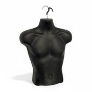 Hængetorso, herre, med front og krok, svart, H70 cm