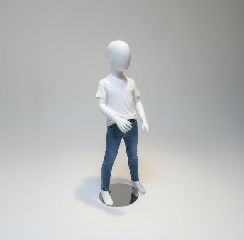 Mannekenger for barn, H108 cm 4–5 år med hode. Hvit