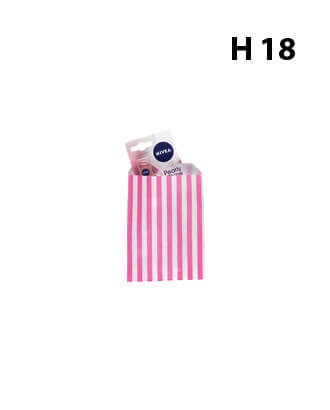 Pink gavepose med hvide striber til smykker