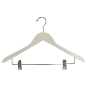 Tre-kleshenger i heltre, flat, voksen, med klemmer, hvit, 12 mm tykk, 45 cm