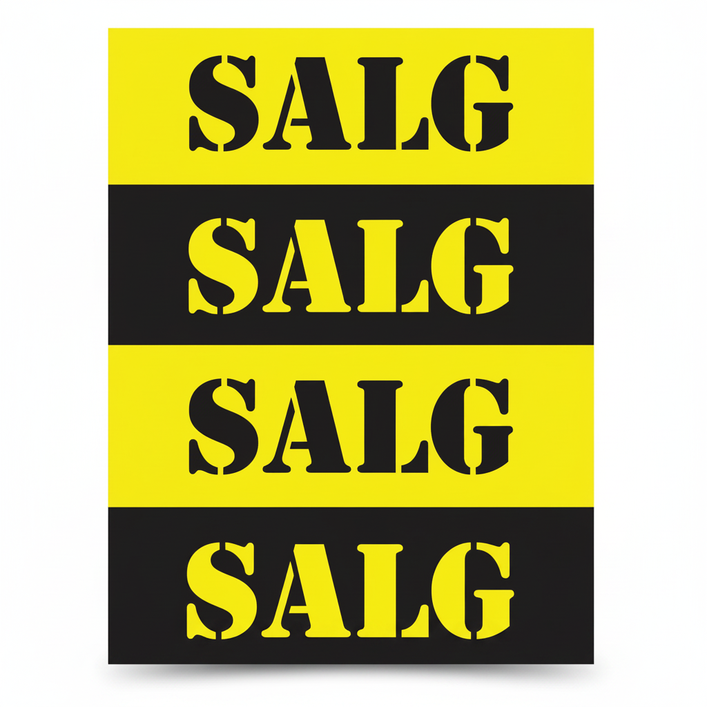 Plakat. Salg, svart og gul, 50 x 70 cm