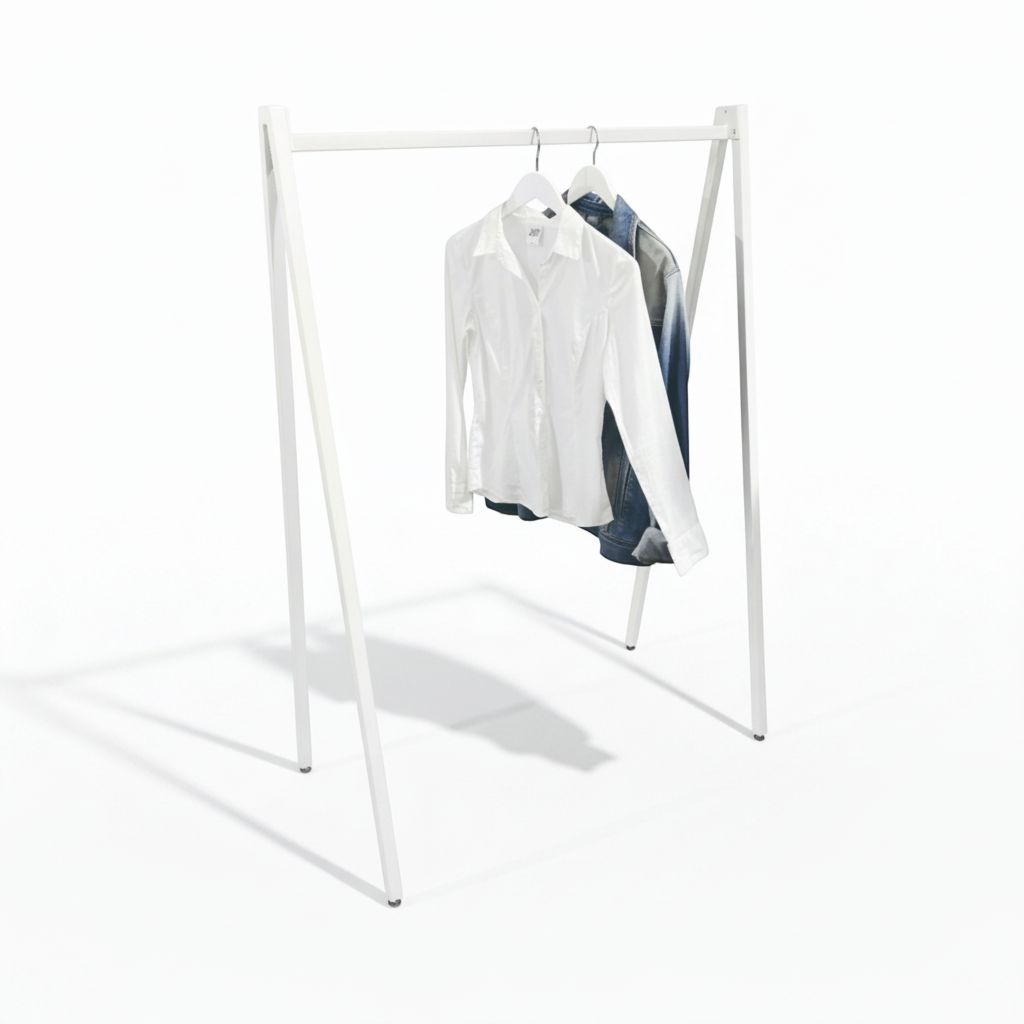 Klesstativ, V-formet, hvit, B100 x D50 x H142 cm