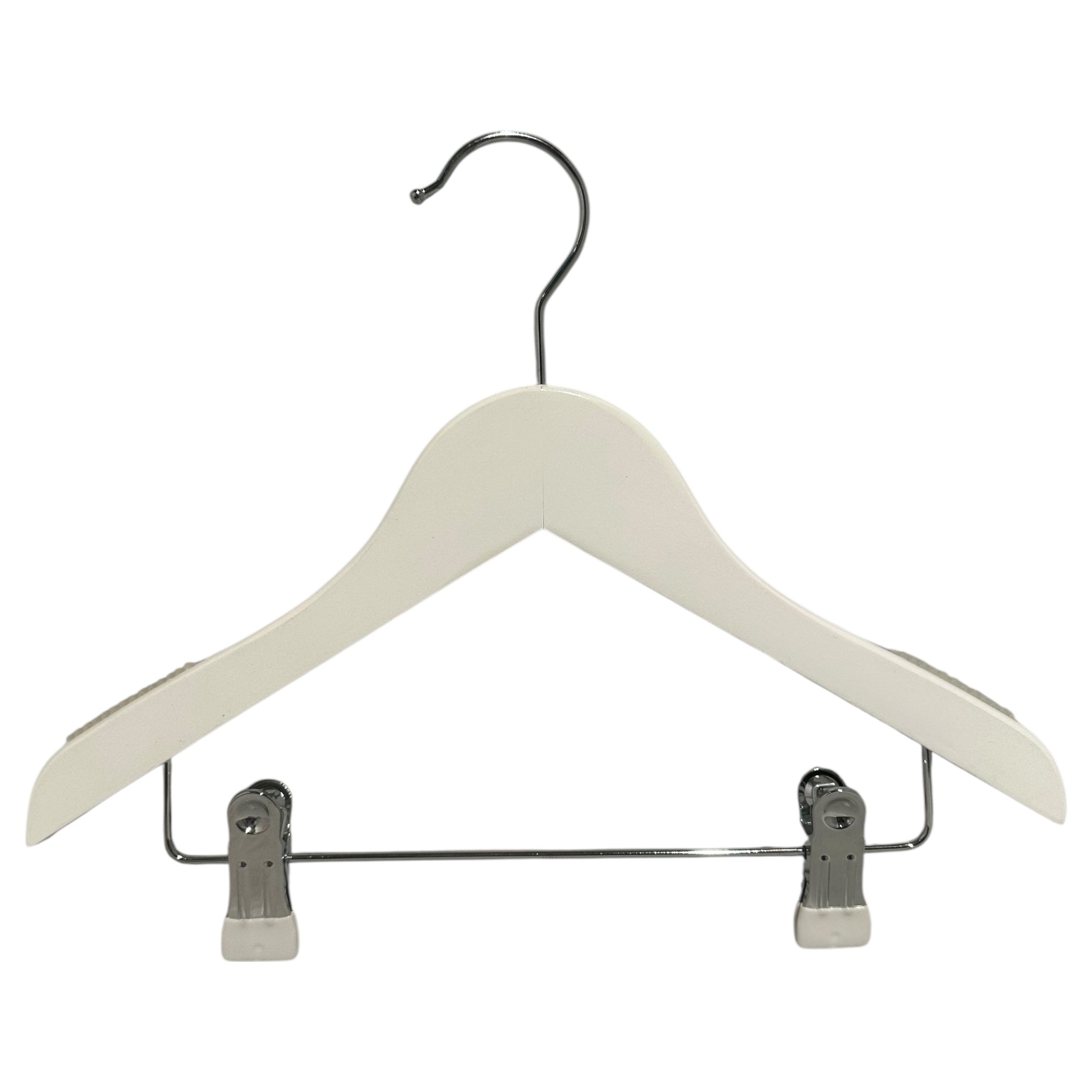 Trekleshenger, massiv, flat, junior, med klemme, hvit, 32 cm