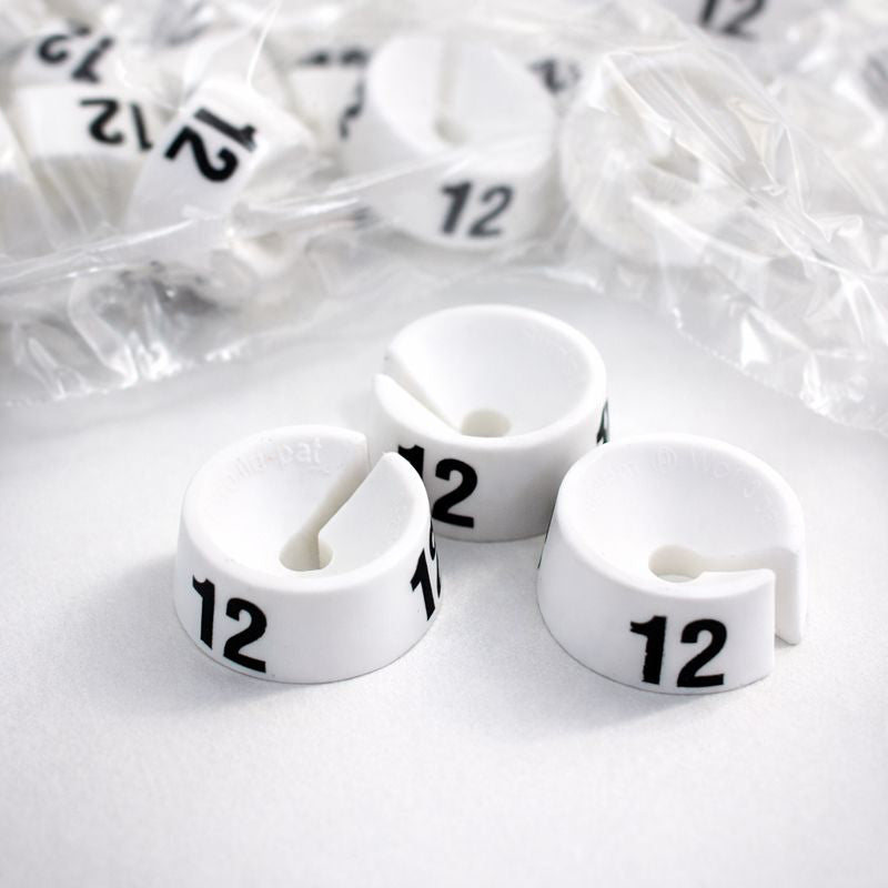 Størrelsesmerker - Hvite - 25 stk. per pose. Velg størrelse