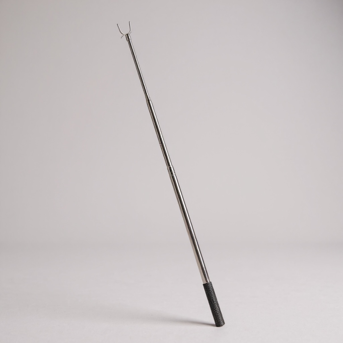 Bøjlefanger, justerbar, aluminium, 77–170 cm. Metallgaffel og opphengskrok.