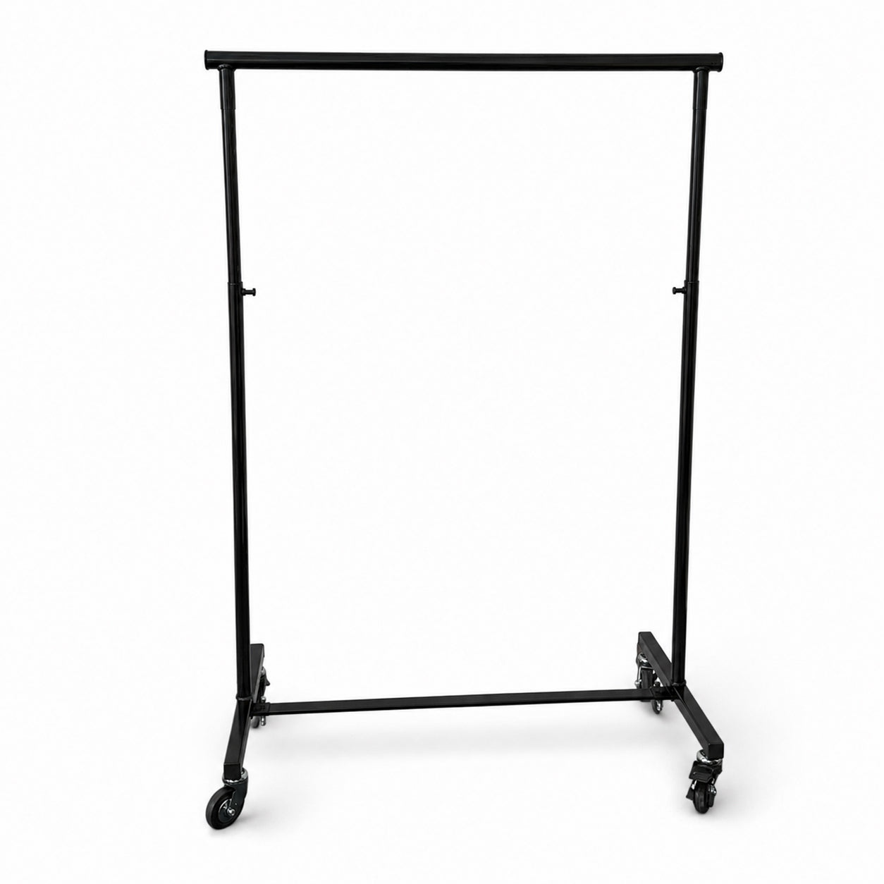 Konfeksjonsstativ - liten svart - luksus. B 100-161 (kleshengeruttrekk) x D 50 x H 121-191 cm.