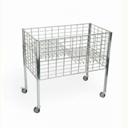 Boxer II salgskurv med hjul og justerbar bunn – galvanisert, 50 x 95,6 x H90 cm