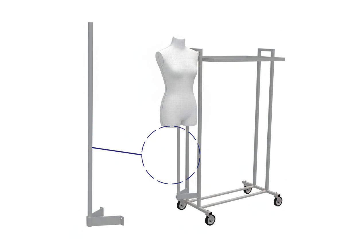 Gin-stang til L-gatestativ. Velg sort eller galvanisert
