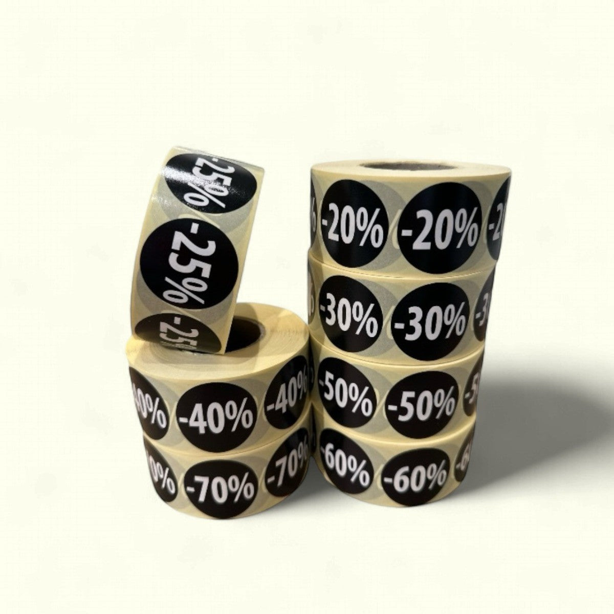 Sorte etiketter m/ prosent - 1.000 stk. Velg prosent