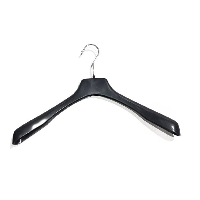 Kraftig jakkehenger, plast, svart, 45 cm, skulder 4,0 cm, pakket med 80 stk. Lettvekt