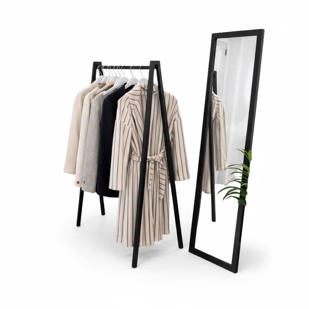 Klesstativ, V-formet, svart, B100 x D50 x H142 cm