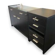 Flexia disksett, svart, modul med glassplate og 4 skuffer.