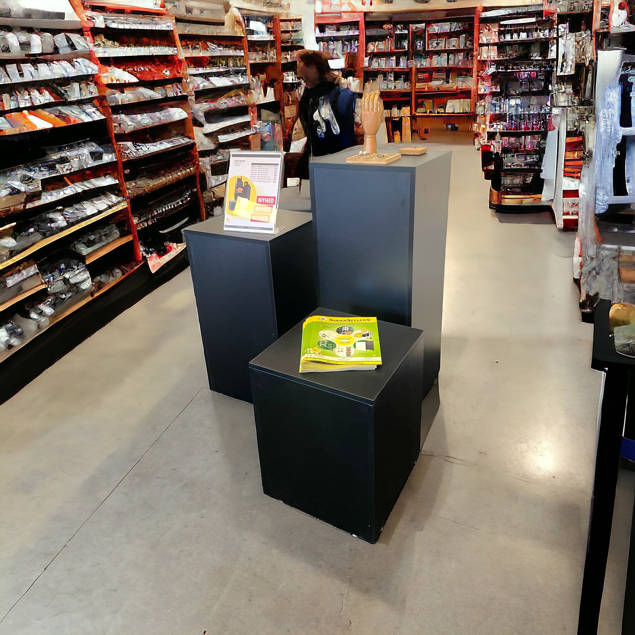 Podie-sett med 3 stk. Sort - ikke montert