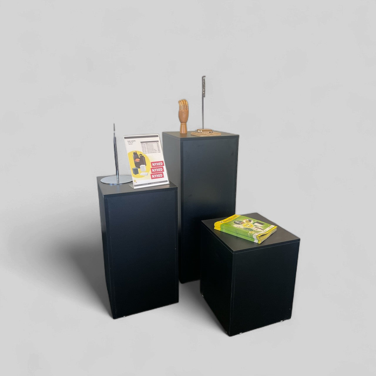 Podie-sett med 3 stk. Sort - ikke montert