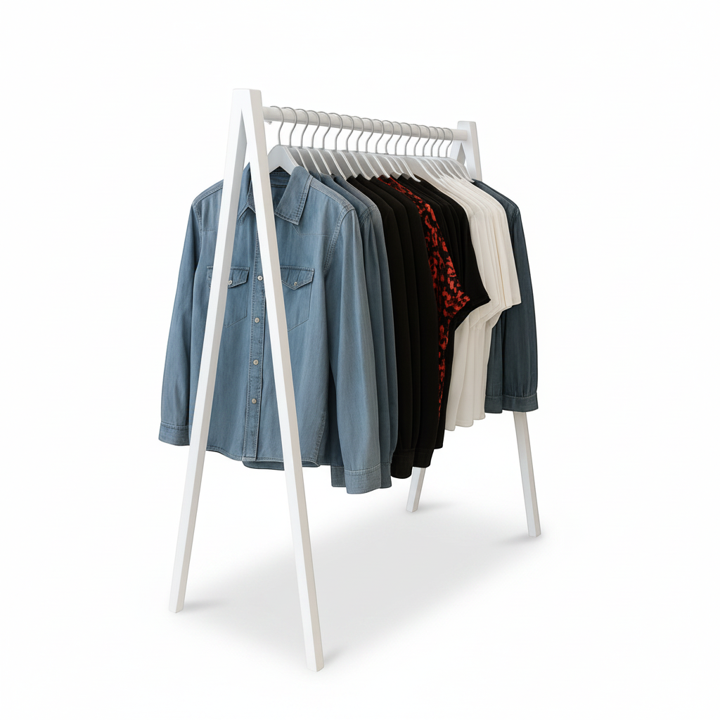 Klesstativ, V-formet, hvit, B100 x D50 x H142 cm