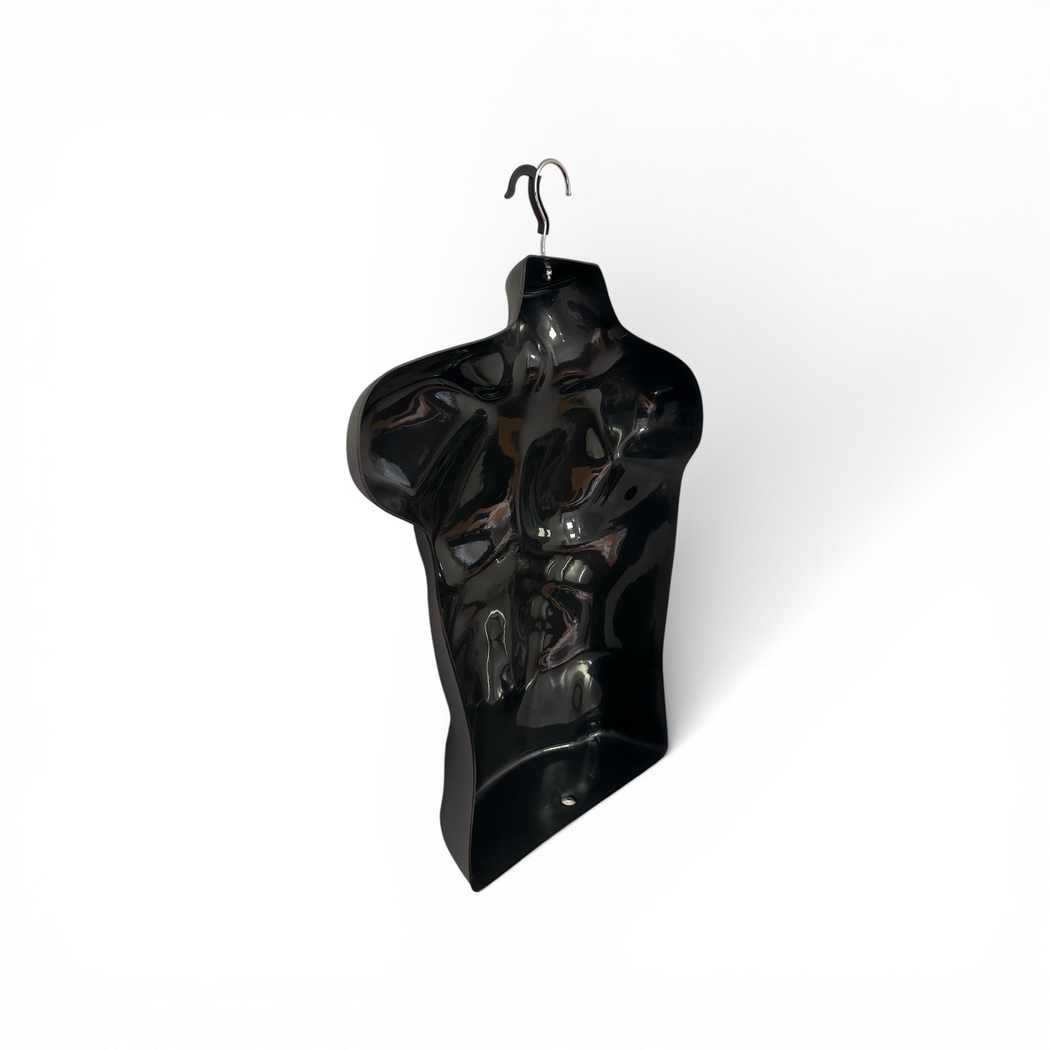 Hængetorso, herre, kort, med front og krok, svart, H70 cm