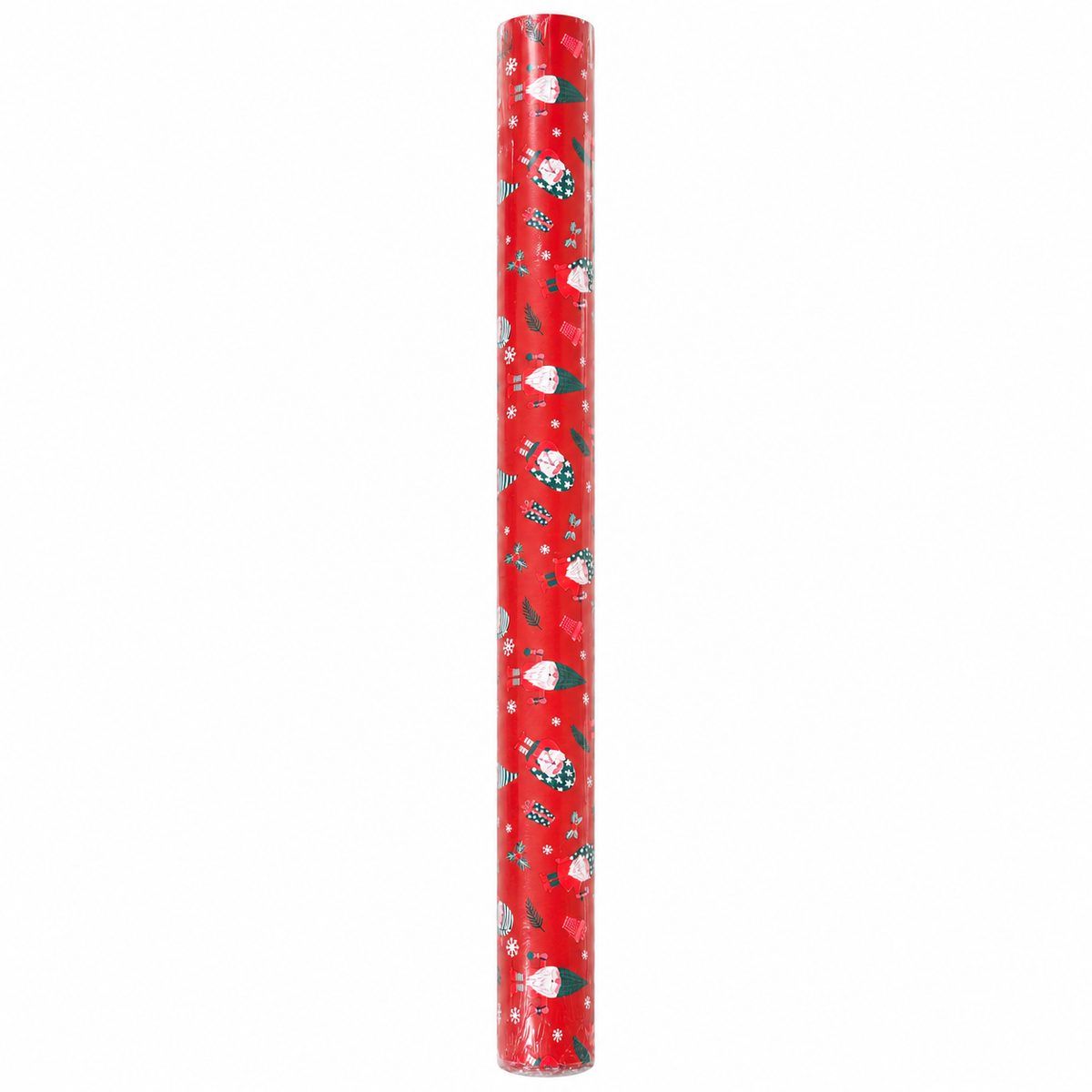 Julepapir med lekne julenisser – rødt, 70 cm × 50 m