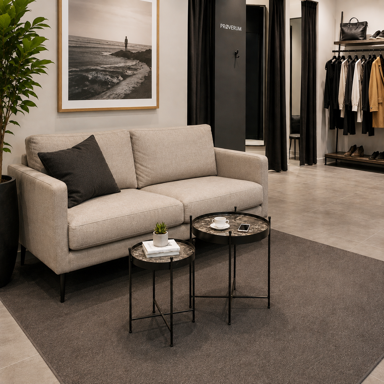 Bordsett (2 stk.) – speilbord med sort understel