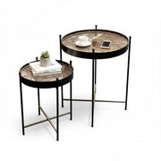 Bordsett (2 stk.) – speilbord med sort understel