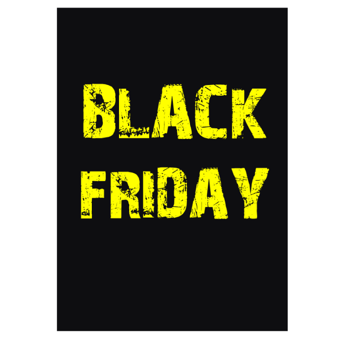 Plakat. Black Friday, svart og gul, 50 x 70 cm
