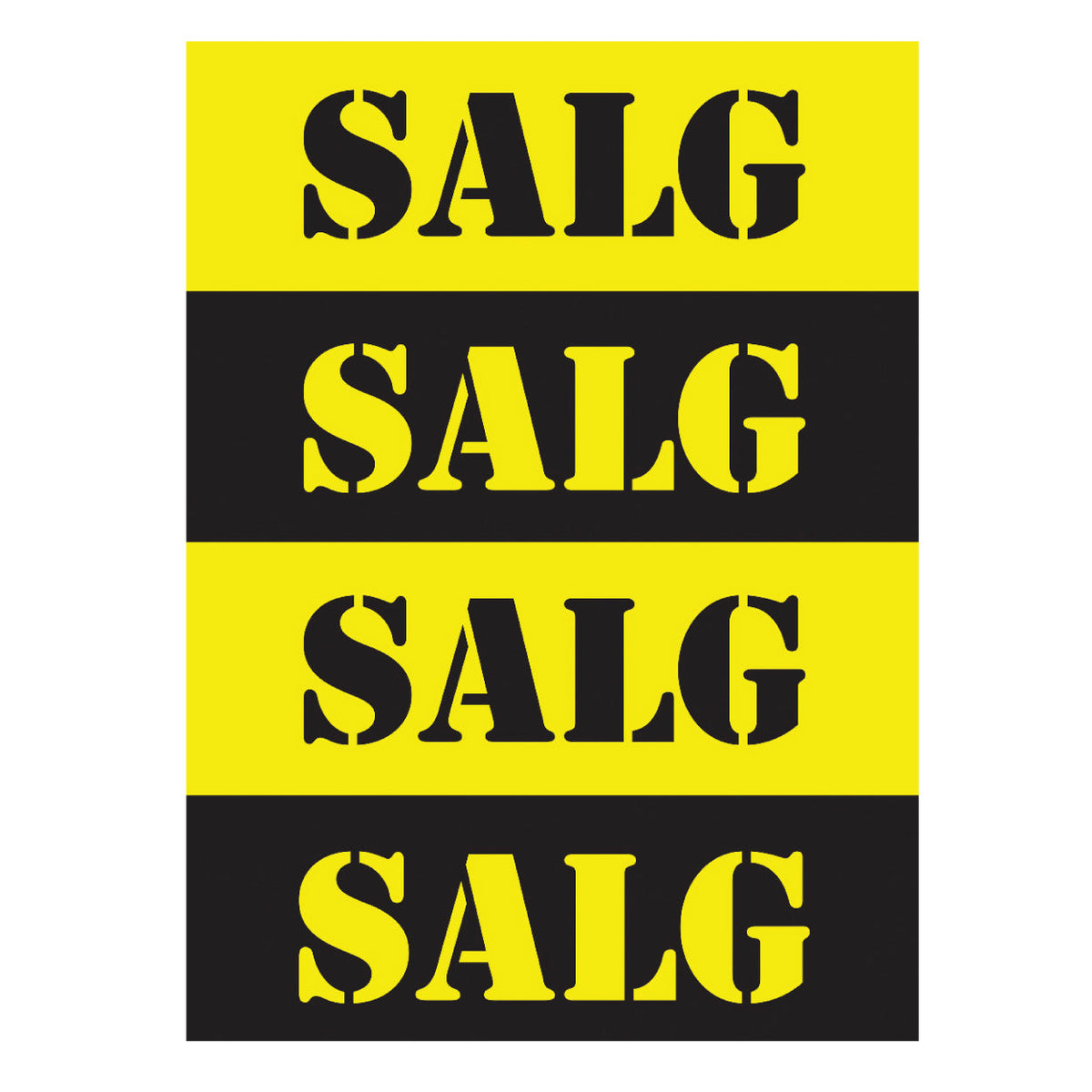 Plakat. Salg, svart og gul, 50 x 70 cm