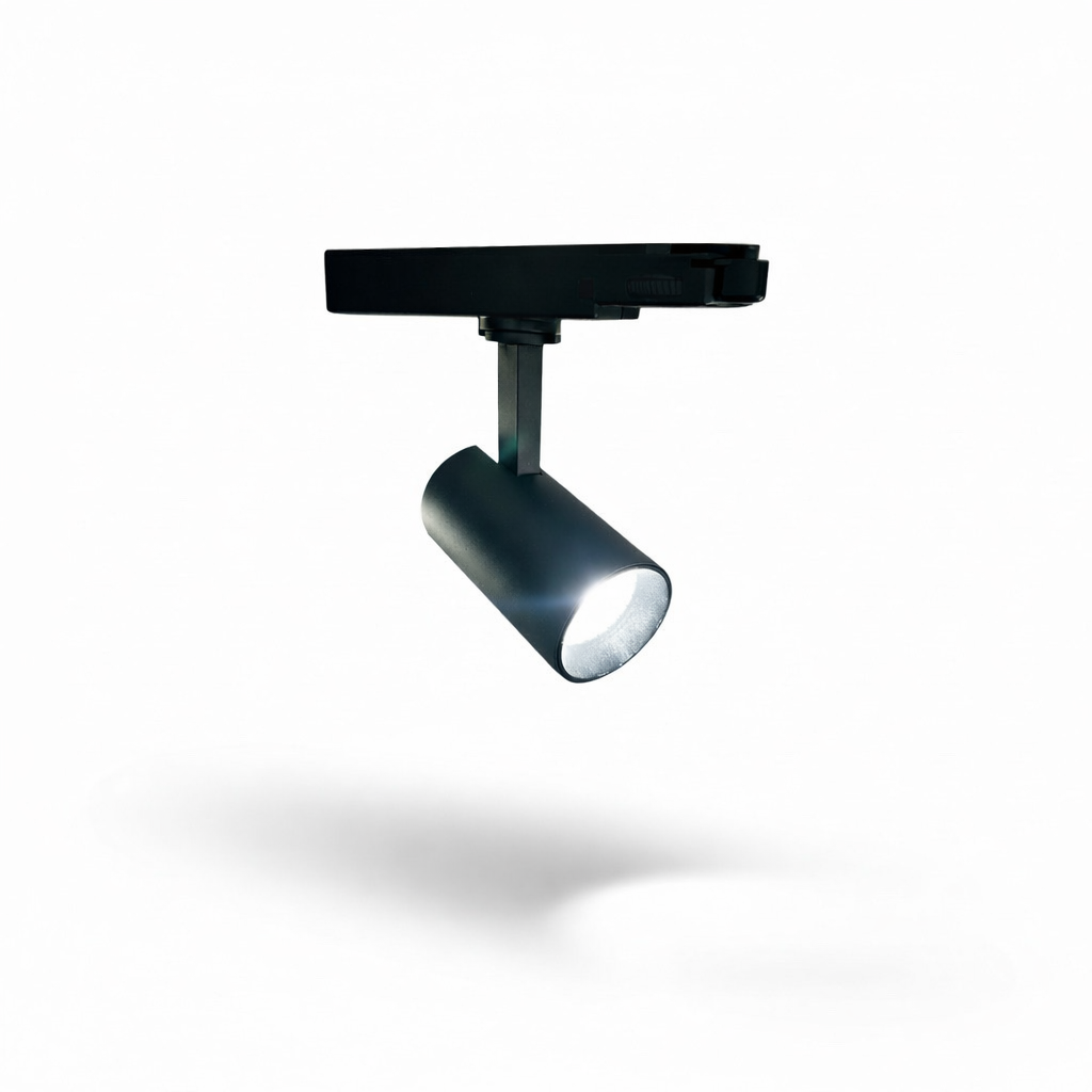 Spot t/ 3-faset skinne, H13 cm. Ø 6,50. Sort