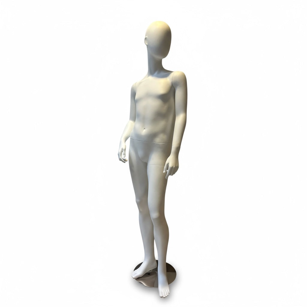 Mannekenger for barn, 12–14 år, H 160 cm, med hode. Hvit