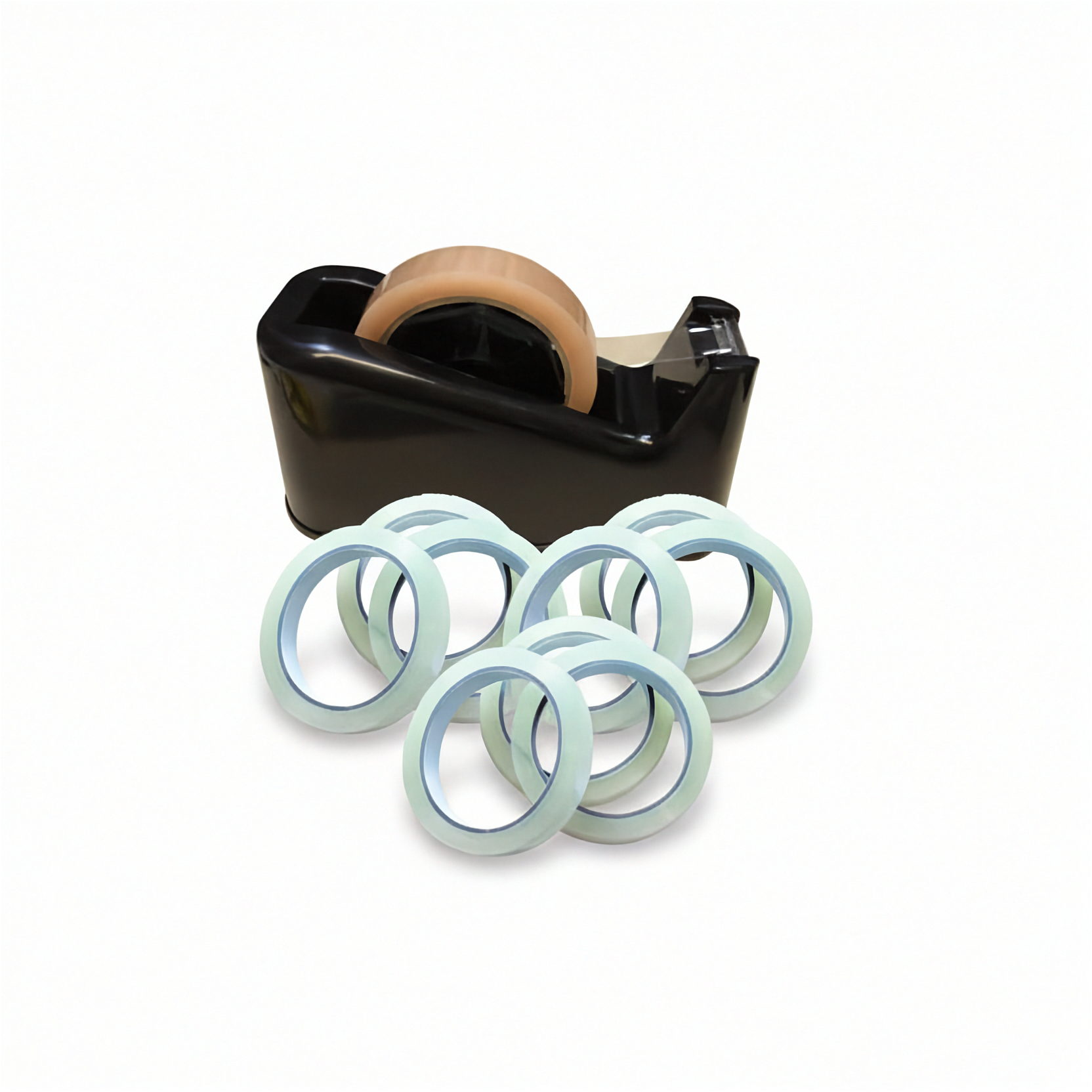 1 borddispenser - inkl. 10 ruller klar tape