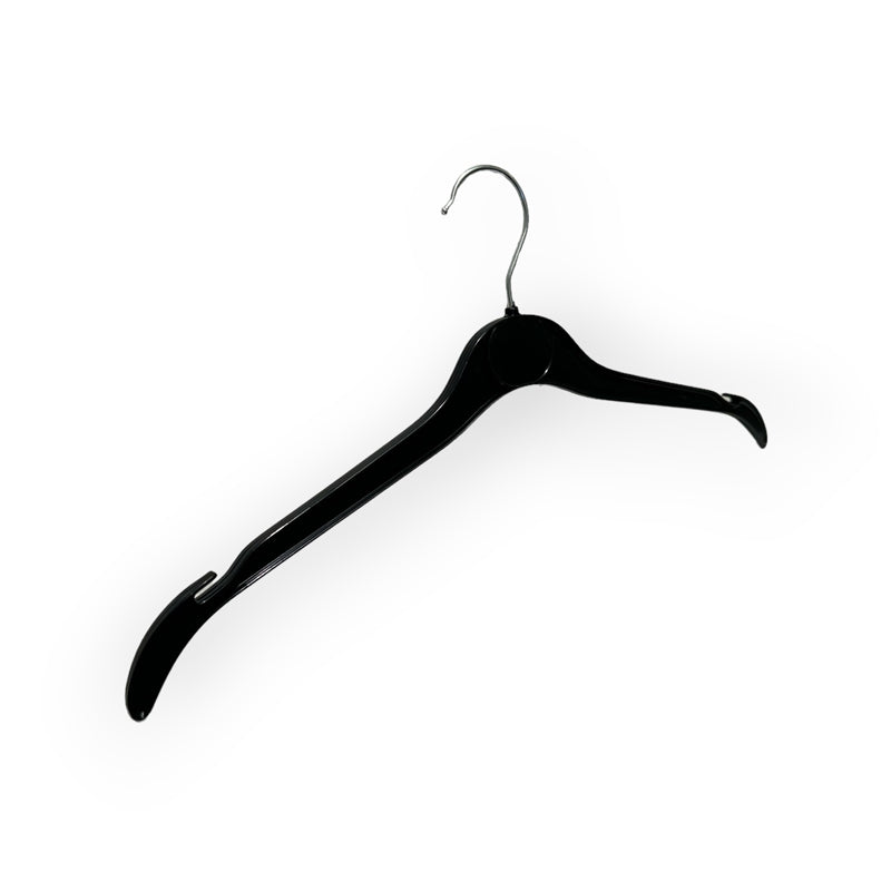 Plastkleshenger, voksen, formpresset, med hakk og uten stang, svart, 41 cm. Lettvekt Discount.