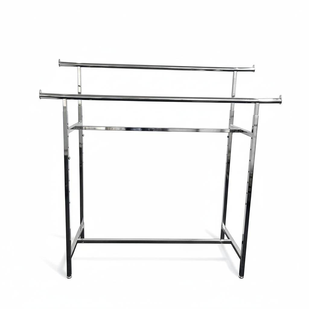 Twin, dobbeltstativ, klesstativ, høydejusterbart, krom, B150 x H122-170 cm