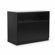 MADS butikkdisk med 1/3 glass, bred, sort. B 120