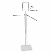Joystativ, 1 rett og 1 skrå arm i krom, høydejusterbart, med stillesko, hvitt stativ, 80 x 39 cm, H125-195 cm