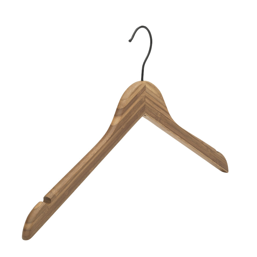 Bambus bøjle, flat, med hak, natur, sort krok, 44 cm. Pak m/ 10 stk. Pris per stk.