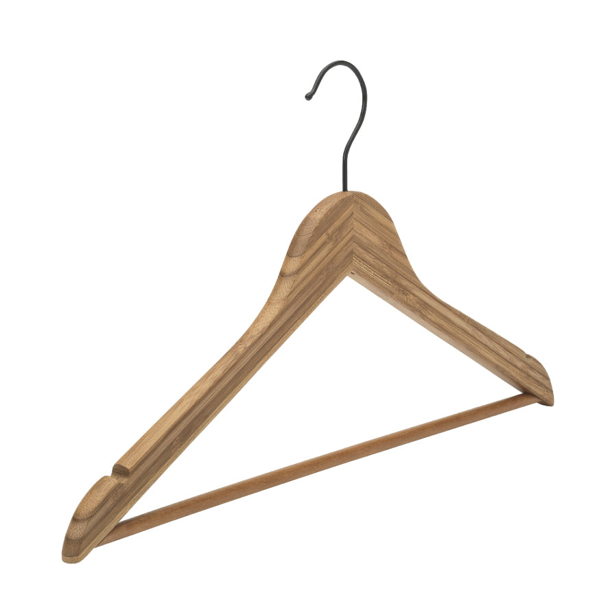 Bambus bøjle, vinklet, med stang og hak, natur, sort krok, 43 cm. Pakke m/ 10 stk. Stykkpris
