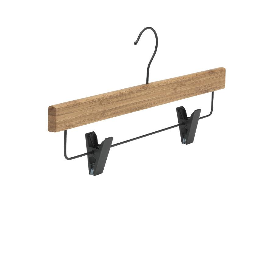 Bambus buksehenger, massiv, med klyper, natur, svart krok, 36 cm.