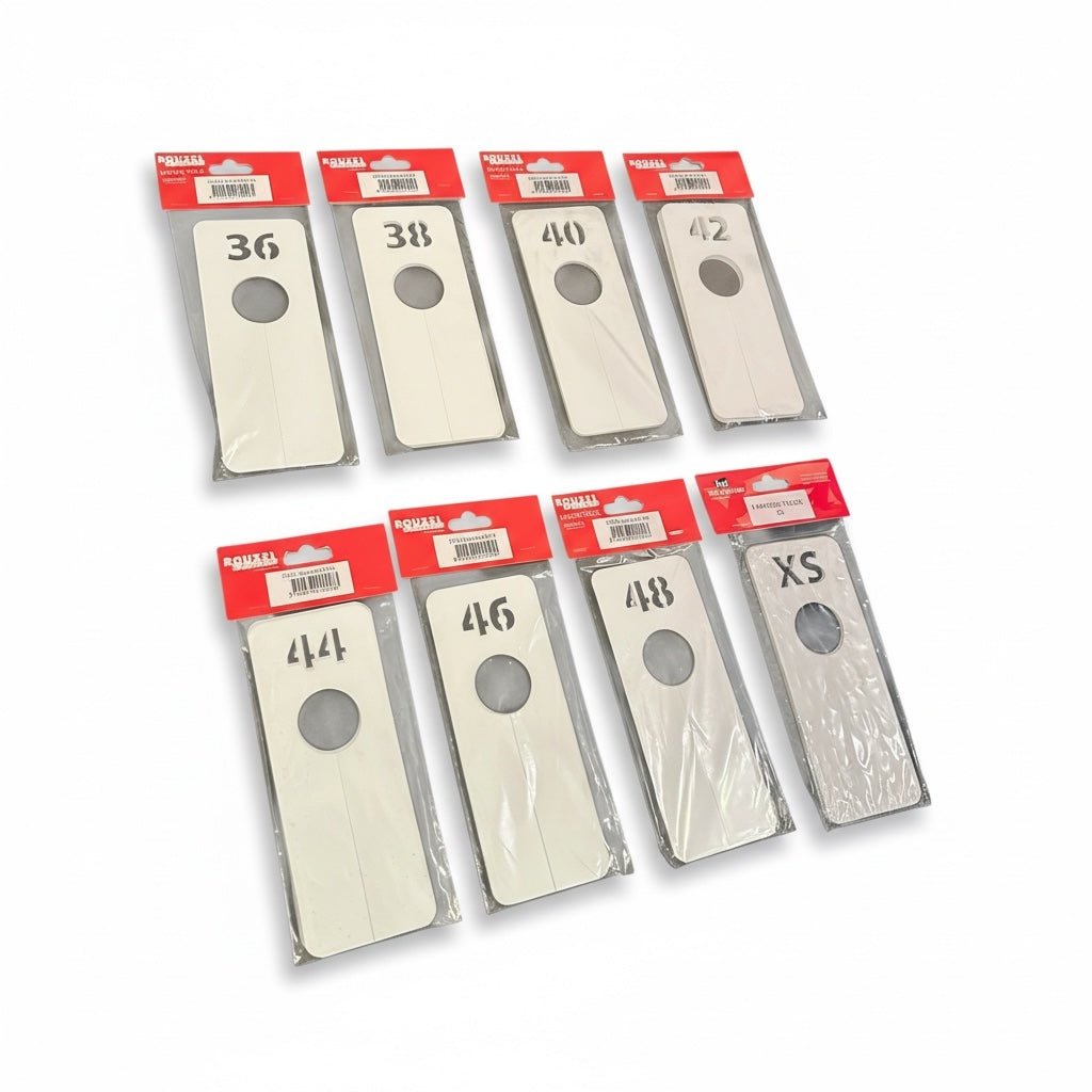 Avlang hvit størrelsesinndeler, str. 36