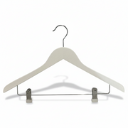 Trekleshenger, massiv, flat, voksen, med klyper – hvit – 12 mm – 45 cm