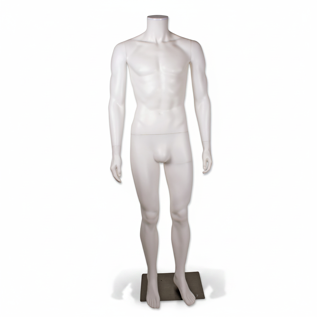 Basic herremannequin uten hode. Plast