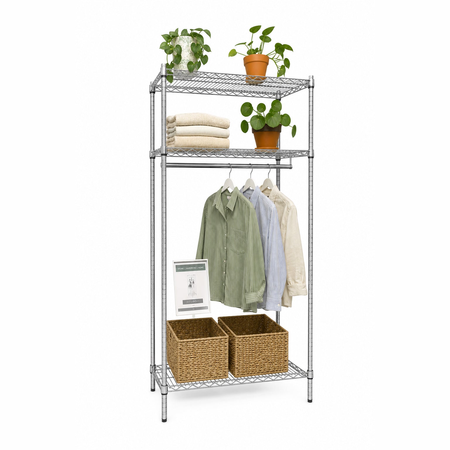 Garderobereol - TUBO (B 91 x D 36 x H 220 cm.) - Krom