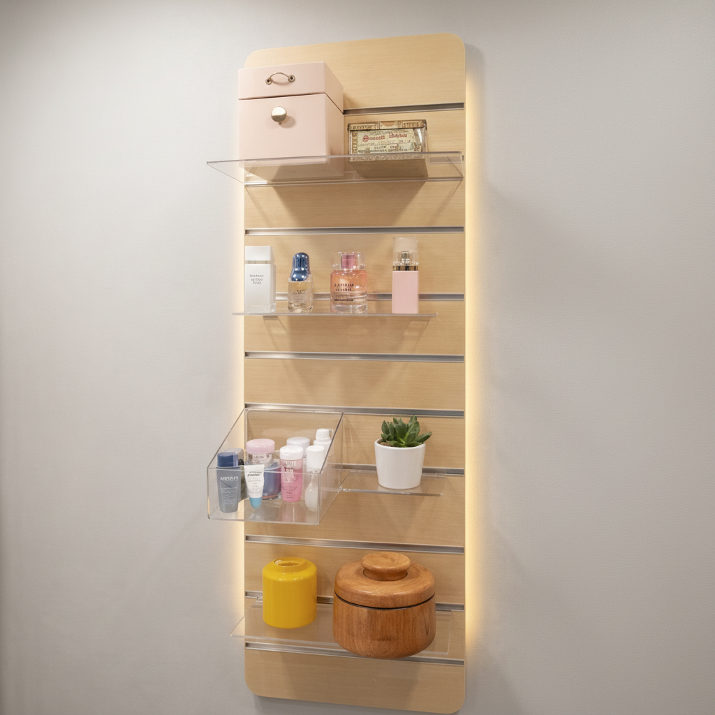 Småtingvegg på rillepanel med tilbehør