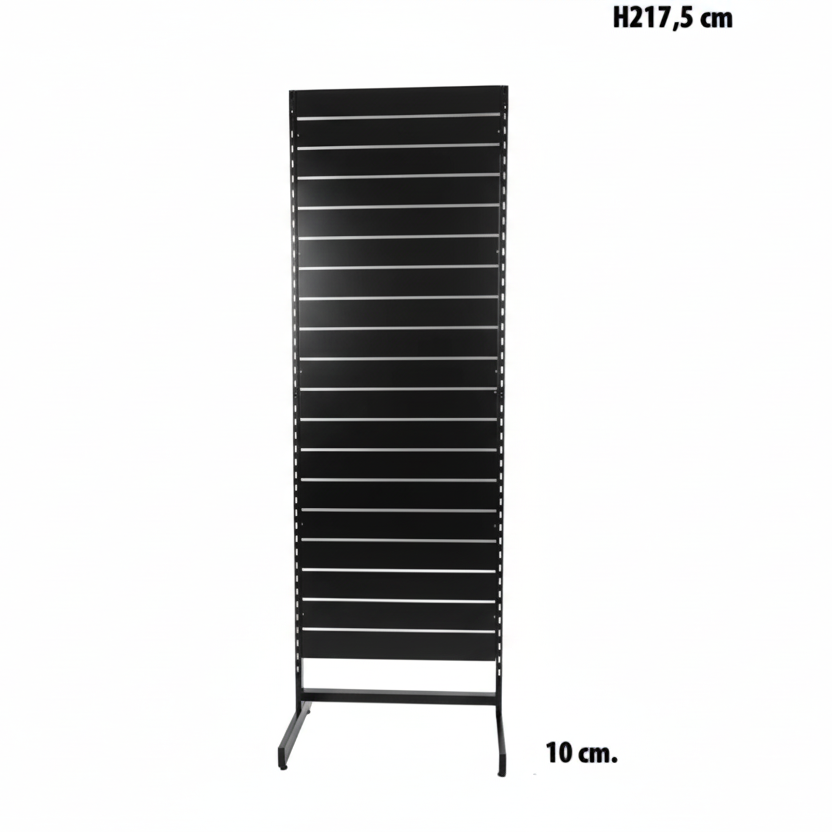Panelgondol, ensidig, standardpanel, svart. Svarte lister. B67 x D40,5 x H217 cm