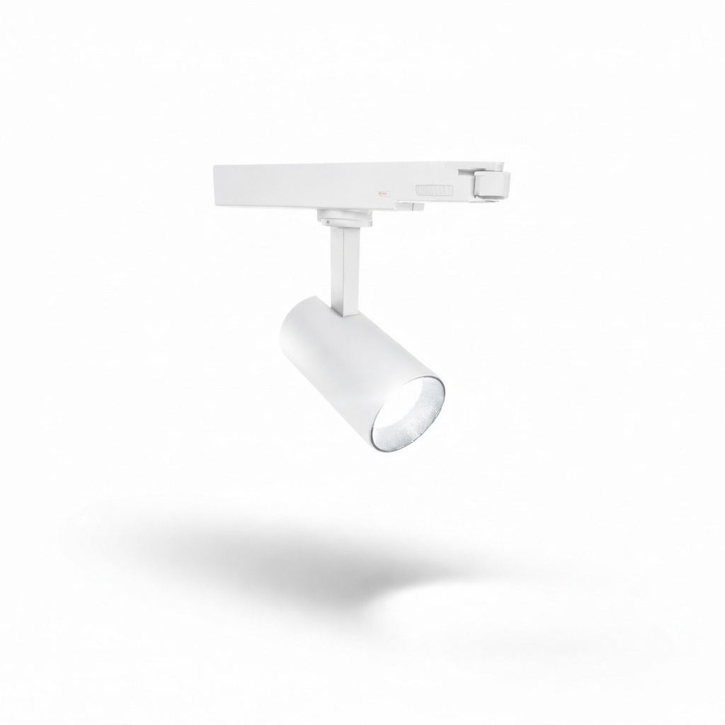 Spot t/ 3-faset skinne, H13 cm. Ø 6,50. Hvit