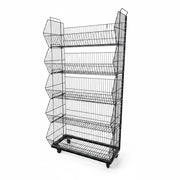 Stabelkurv med 5 kurver og hjul – matt svart, 81 x 43 x H160 cm